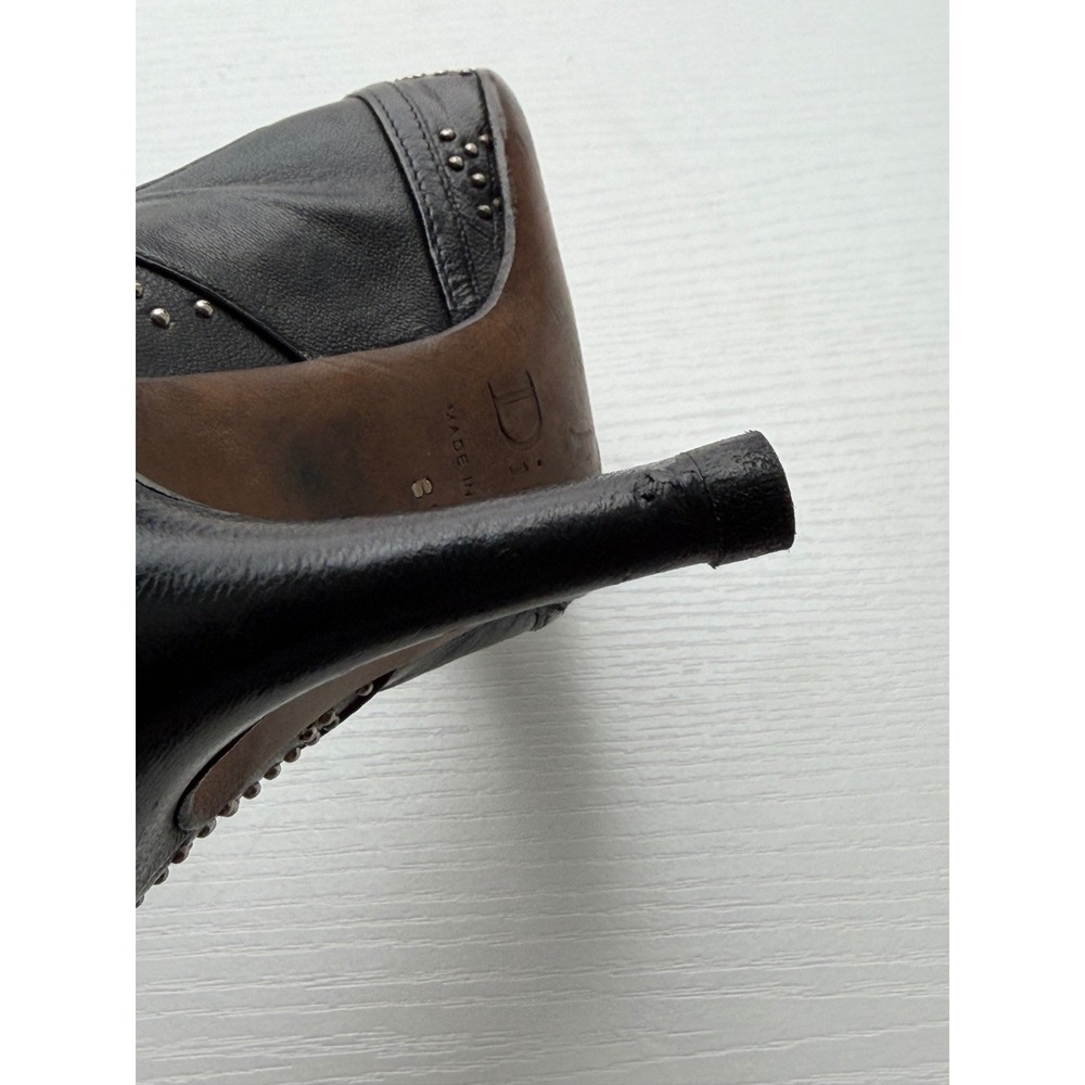 Christian Dior Black Leather Studded Pointed Toe Pumps Charm Heels Size 38 - Picture 11 of 16